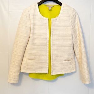 Banana Republic Size 4 White Cream Tweed Blazer